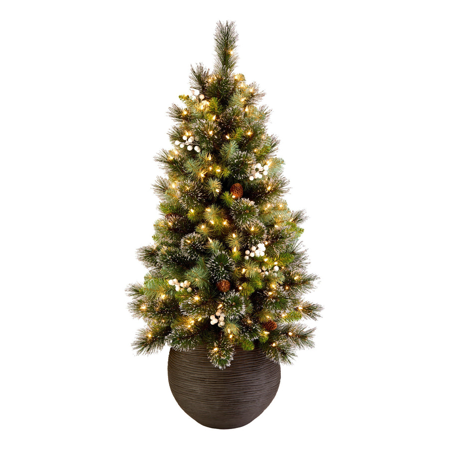 4ft Pre Lit Glitter Spruce Entrance Tree, Clear Lights