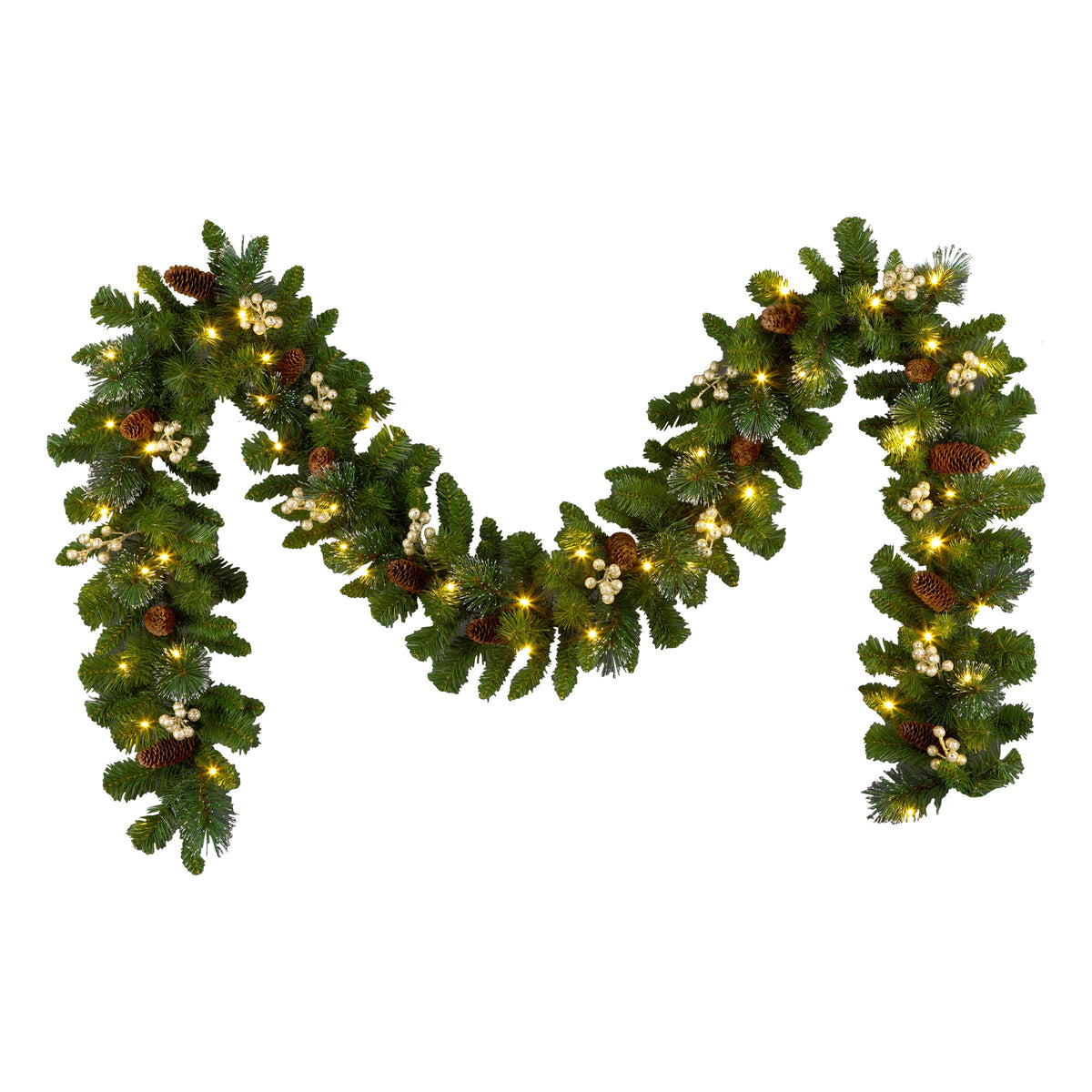 Pre Lit Gold Spruce Garland, 50 Clear Lights, 2.7 m