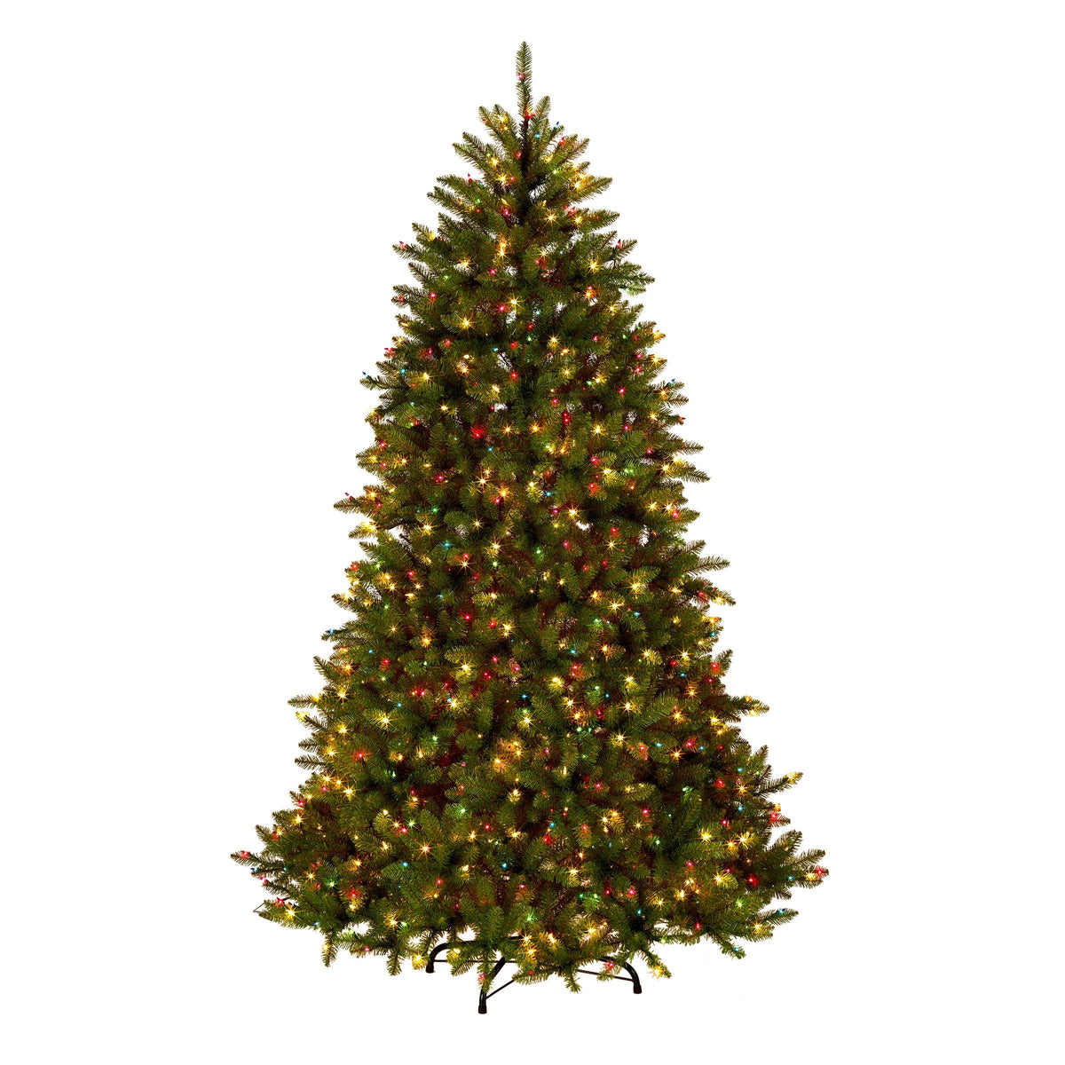 7.5ft Pre Lit Dunhill Fir Christmas Tree, 1,200 Multicolour and Clear Lights