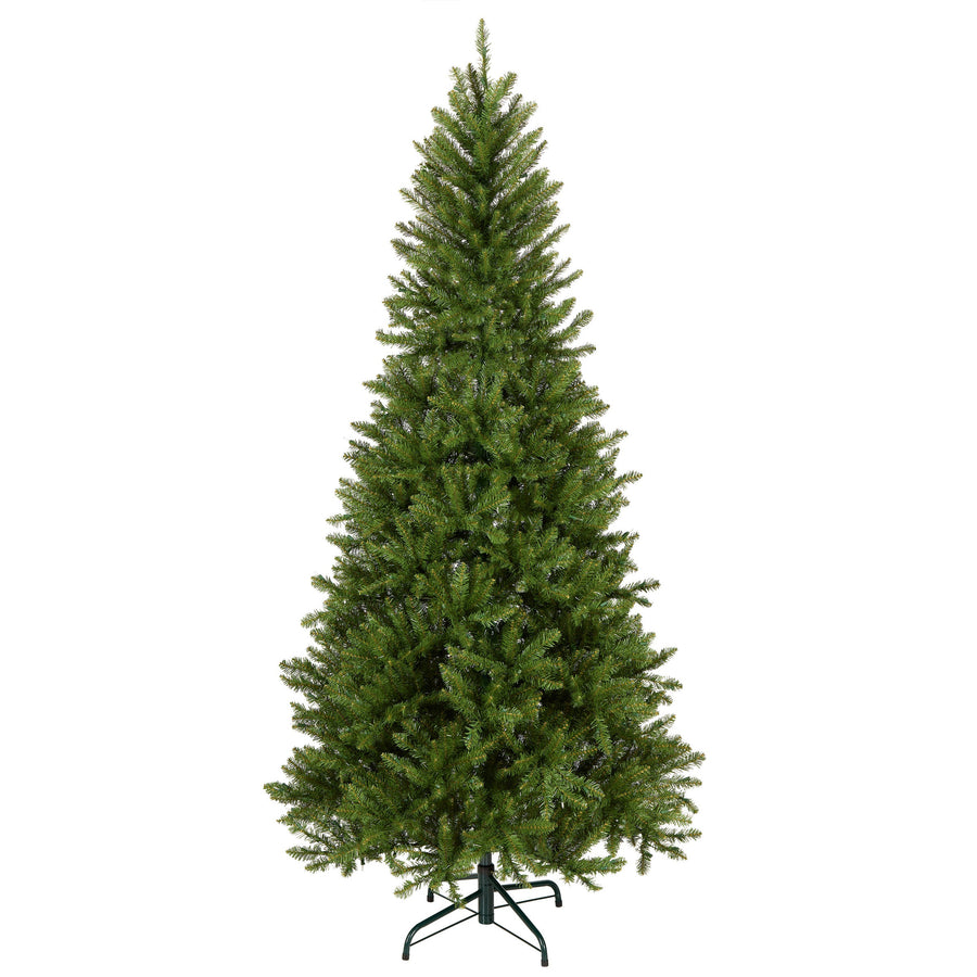 7.5ft Pre Lit Slim Dunhill Fir Hinged Christmas Tree, 600 Clear Lights