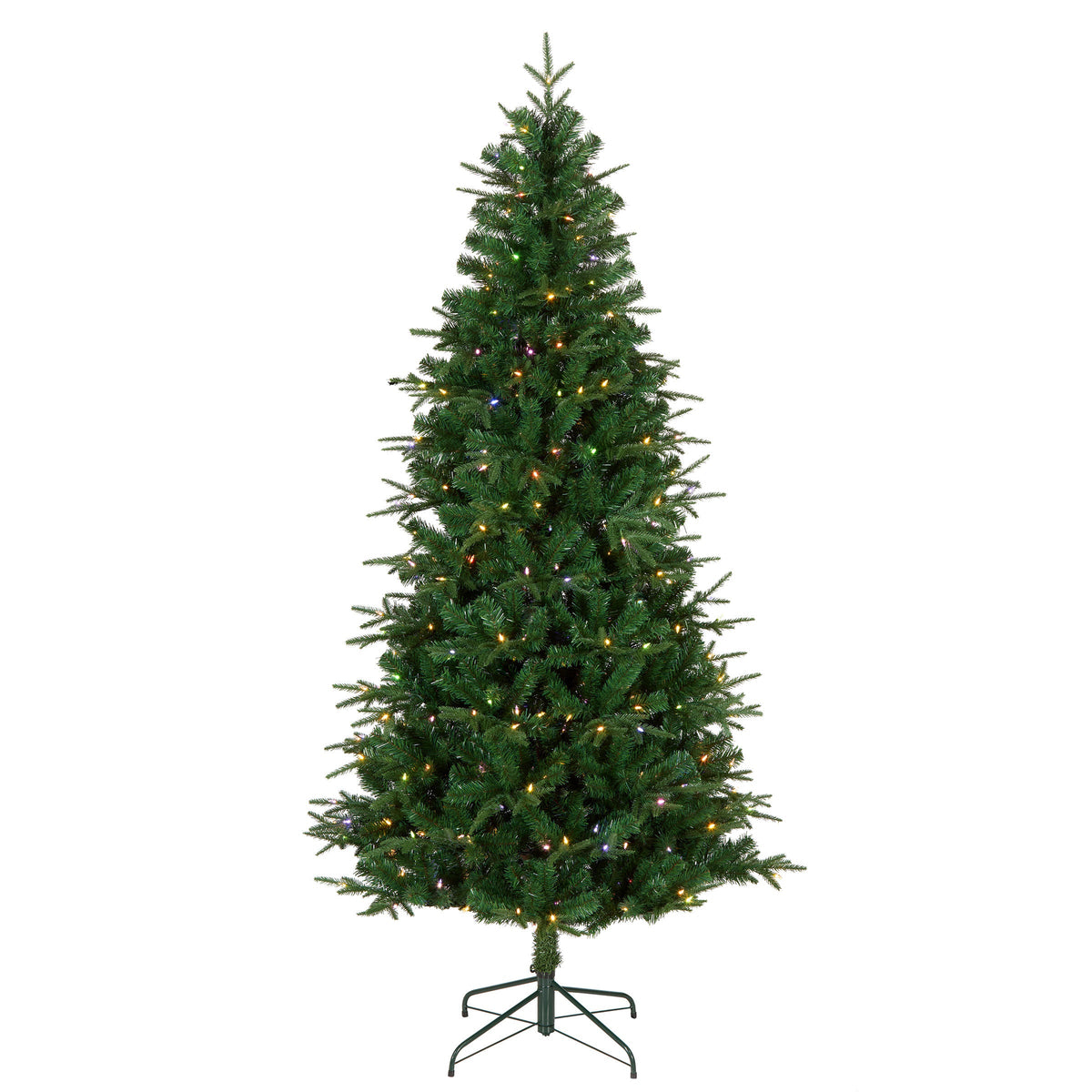 7.5ft Pre Lit Natural Fir Christmas Tree, Dual Colour Multifunction LEDs