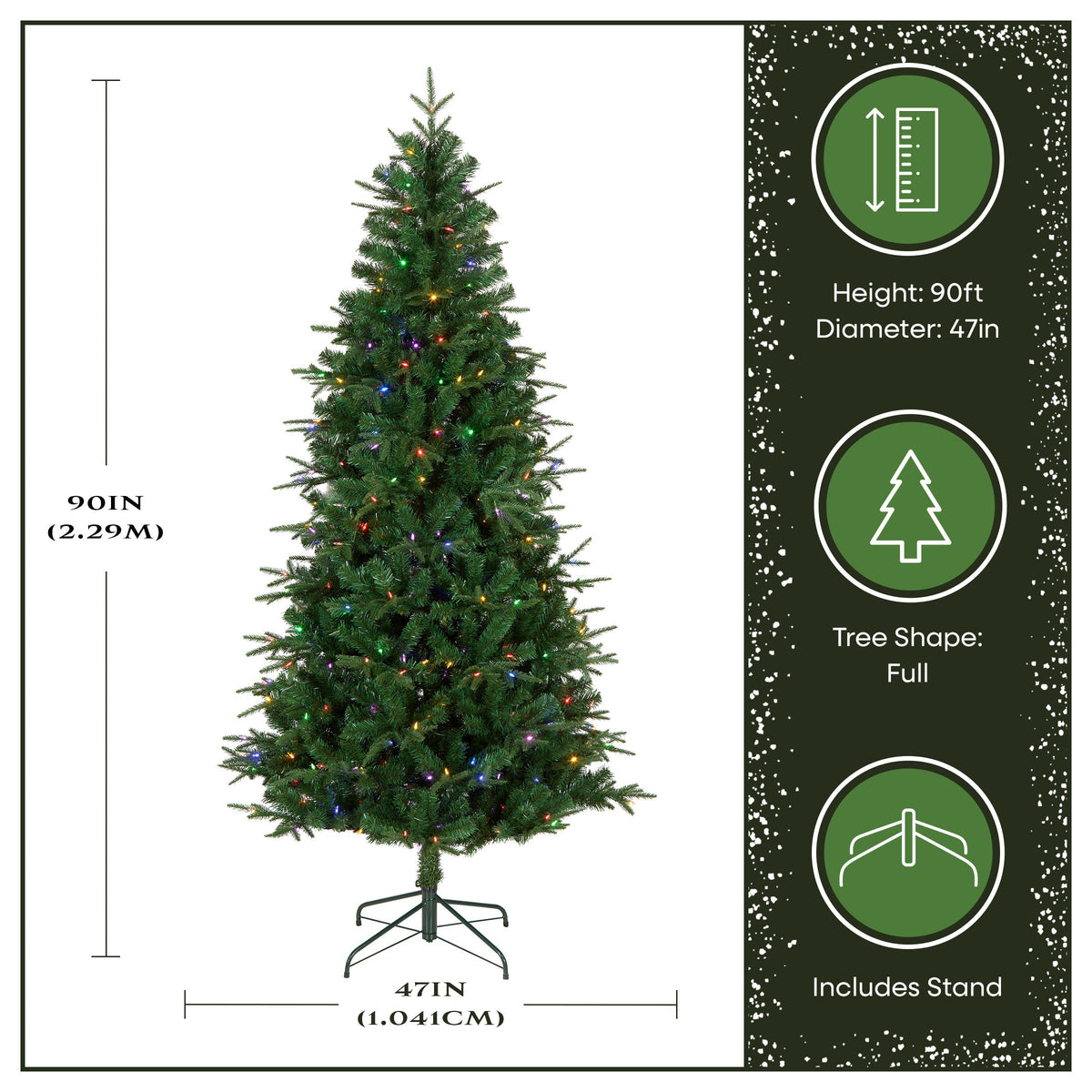 7.5ft Pre Lit Natural Fir Christmas Tree, Dual Colour Multifunction LEDs