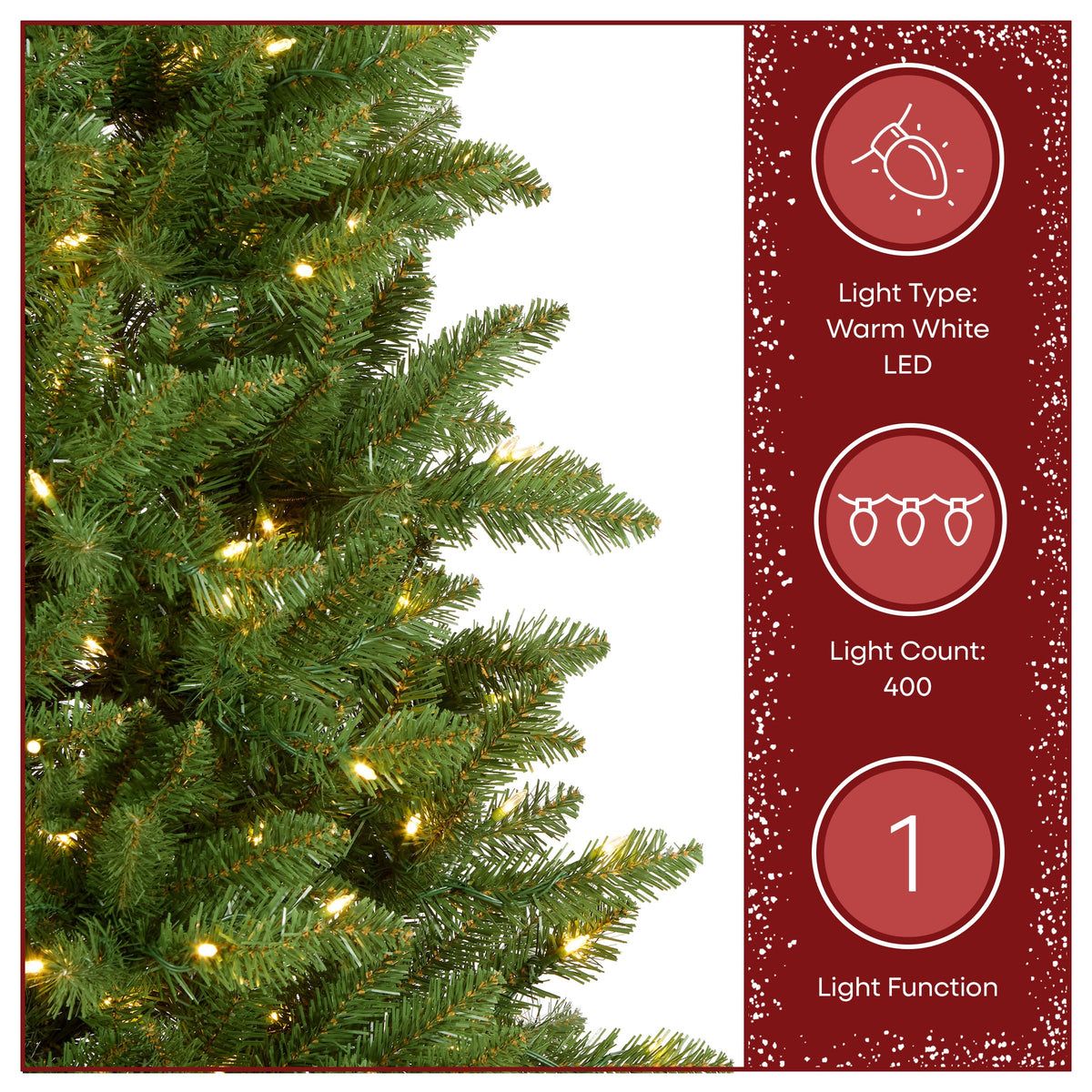 6.5ft Pre Lit Slim Fir Christmas Tree, Warm White LED