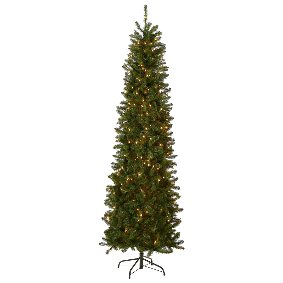 7.5ft Pre Lit Pencil Fir Christmas Tree, 350 Clear Lights
