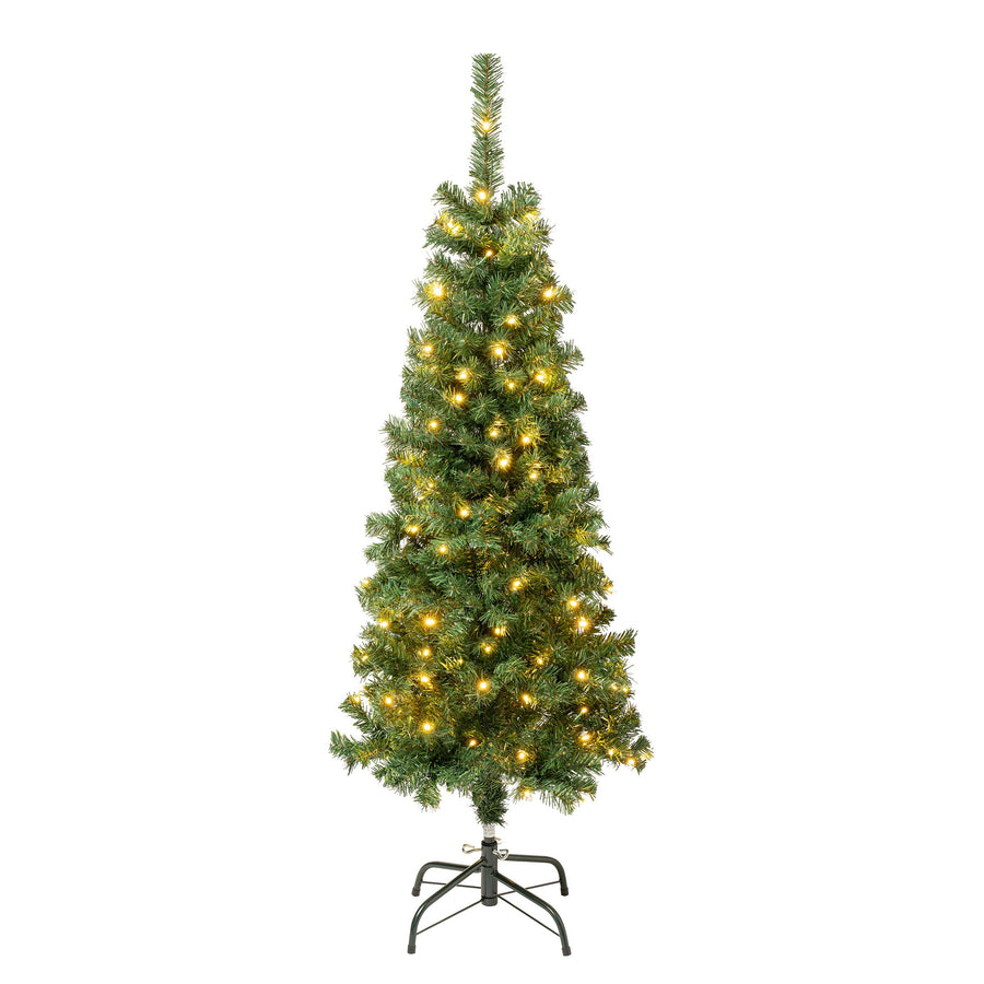 4.5ft Pre Lit Linden Spruce Christmas Tree, 150 Warm White LEDs