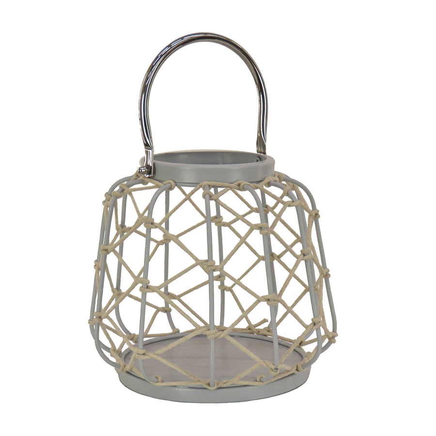 Glacier Grey Lantern with Rope Handle, 25 cm
