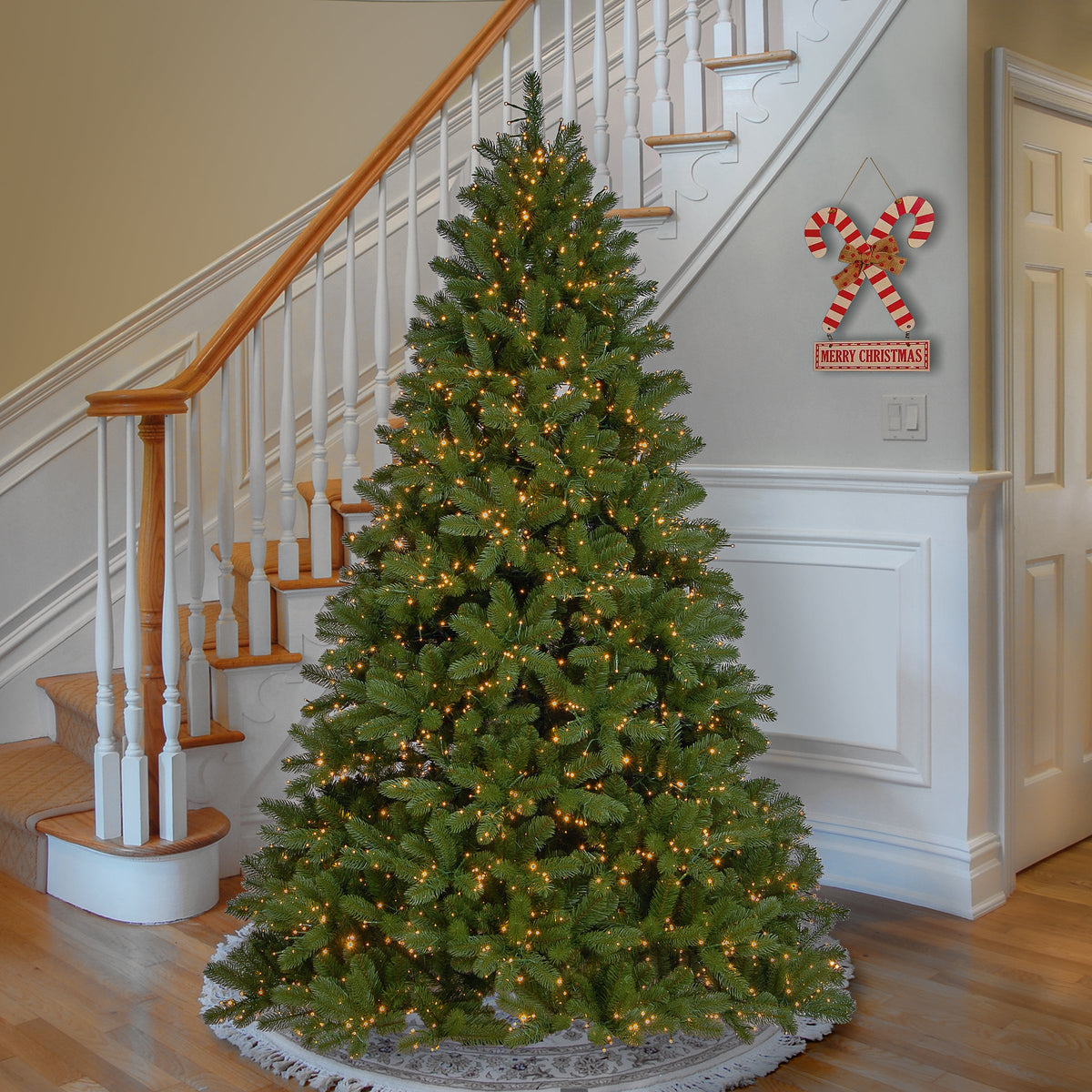 7.5ft Pre Lit Downswept Douglas Fir Christmas Tree, Dual Colour LED