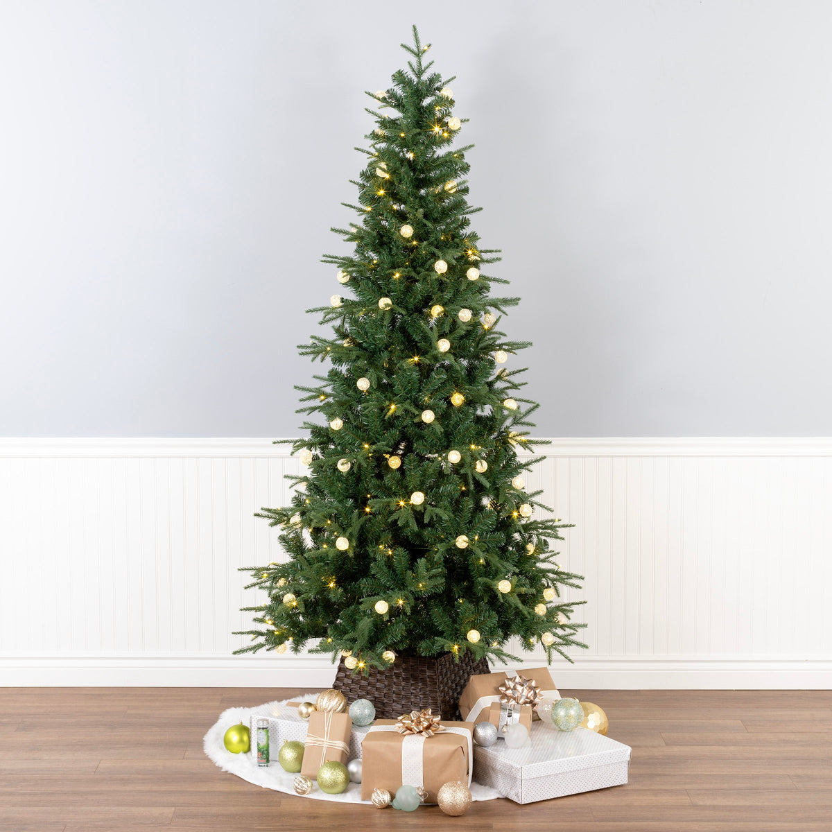 6ft Pre Lit Slim Duxbury Christmas Tree, 200 Dual Colour LEDs