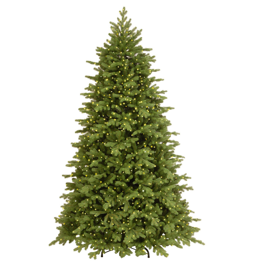 7.5ft Pre Lit Deluxe Fraser Fir Hinged Christmas Tree, Dual Colour LED