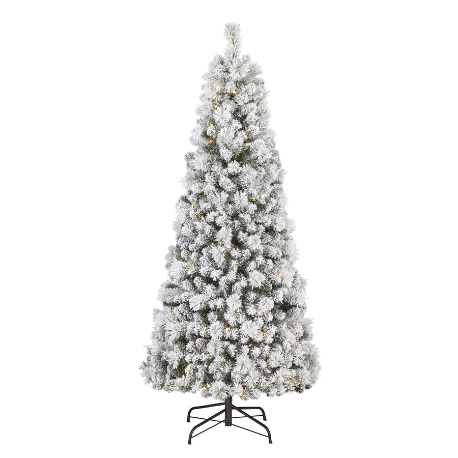 6ft Pre Lit Pop Up Snowy Pine Christmas Tree, Warm White LED