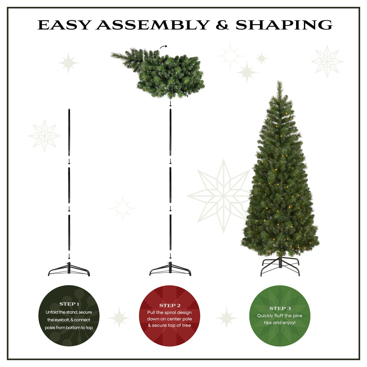 6ft Pre Lit Pop Up Pine Christmas Tree, Warm White LED