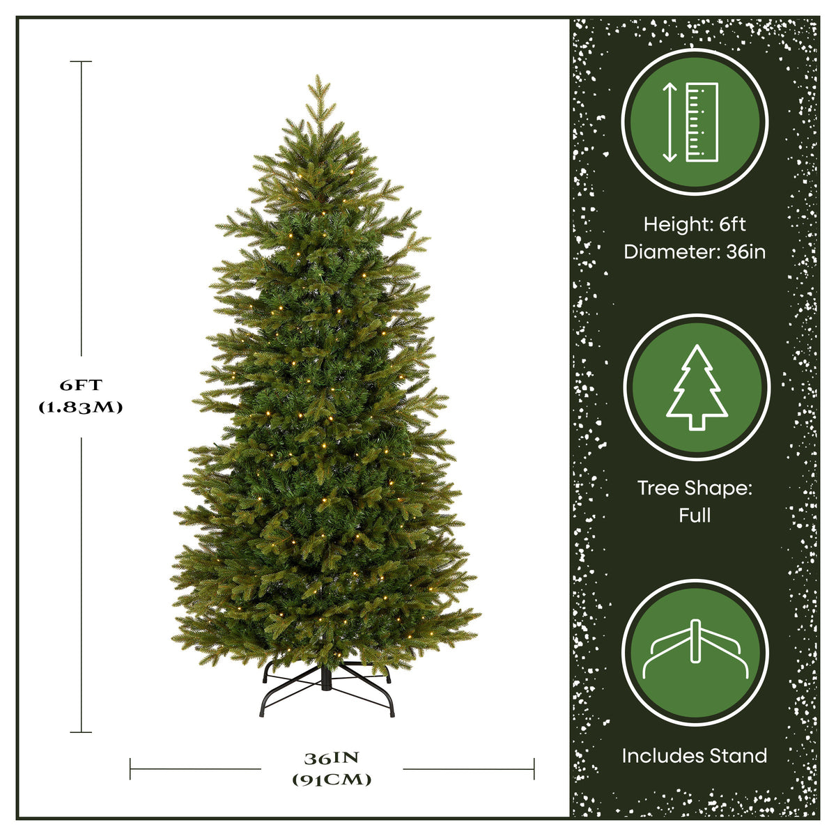 6ft Pre Lit Pop Up Christmas Tree, Sets Up in 1 Minute, Warm White LED