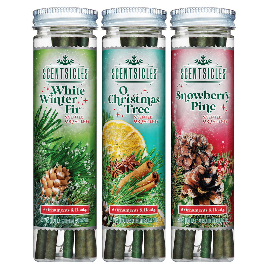 Christmas Tree Scent Sticks Trio, White Winter Fir, Christmas Tree and Snowberry Pine