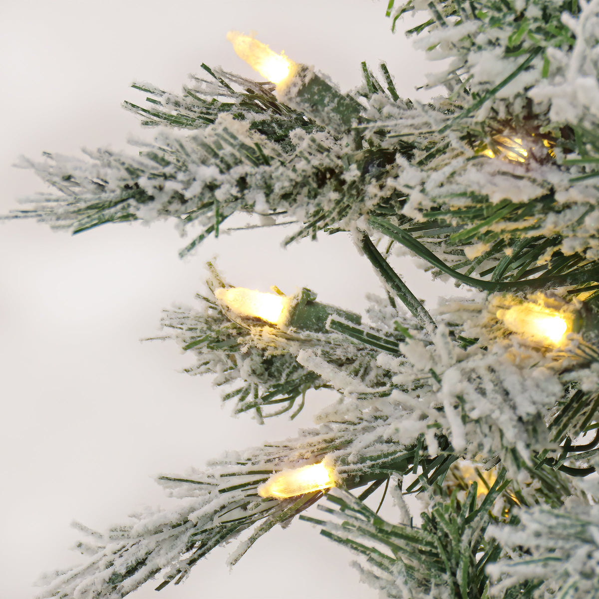 9ft Pre Lit Snowy Harwich Hinged Christmas Tree, Warm White LED